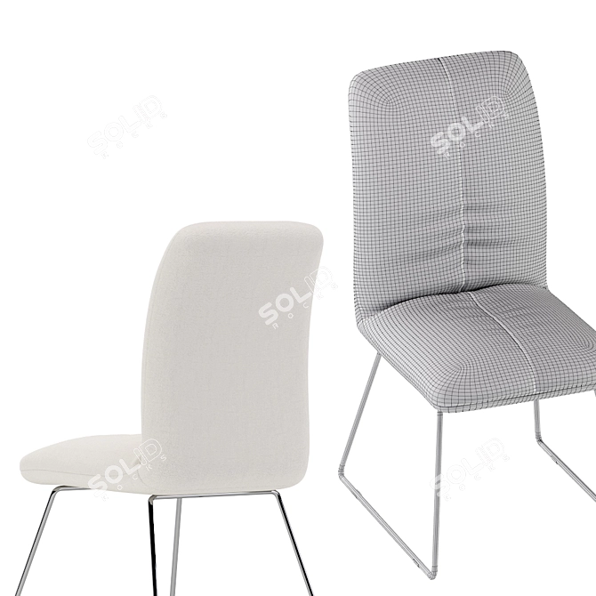 Modern Upholstered Chair Set in Mud Anthracite (Set of 2) 3D model image 5