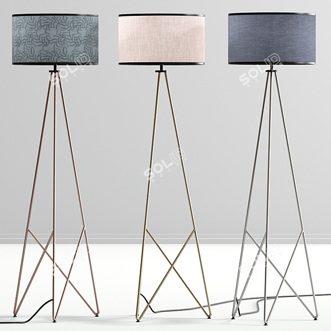 Modern Geometric Tripod Lamp 3D model image 1