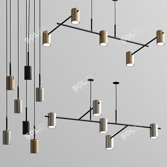 Suspended Luminaire Pendant Set 3D model image 1