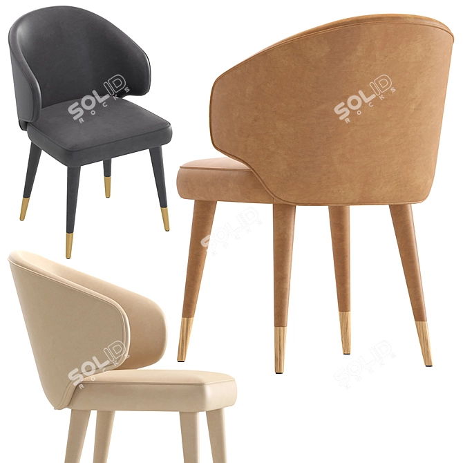 Dutchbone Lunar Leather Chair: Modern Elegance for Your Space 3D model image 3