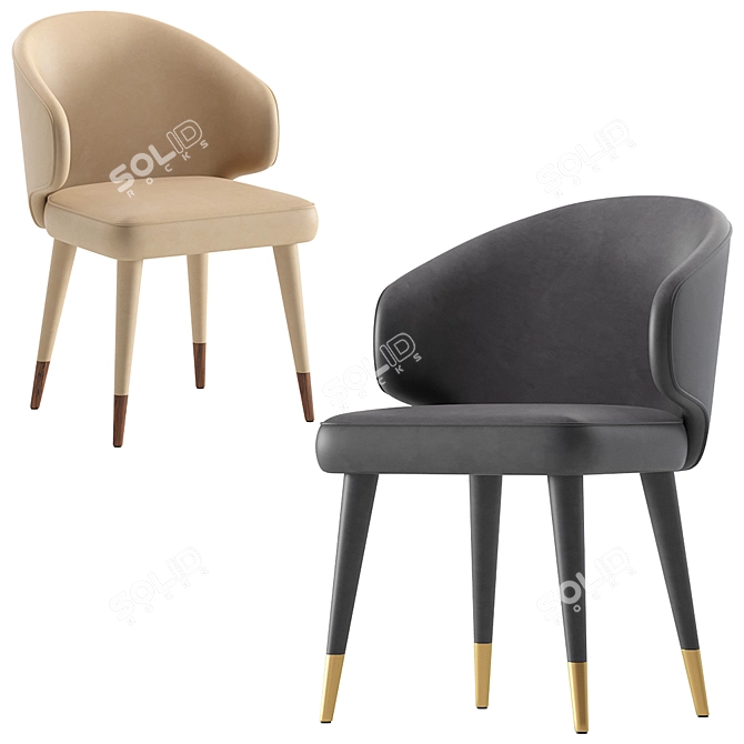 Dutchbone Lunar Leather Chair: Modern Elegance for Your Space 3D model image 4