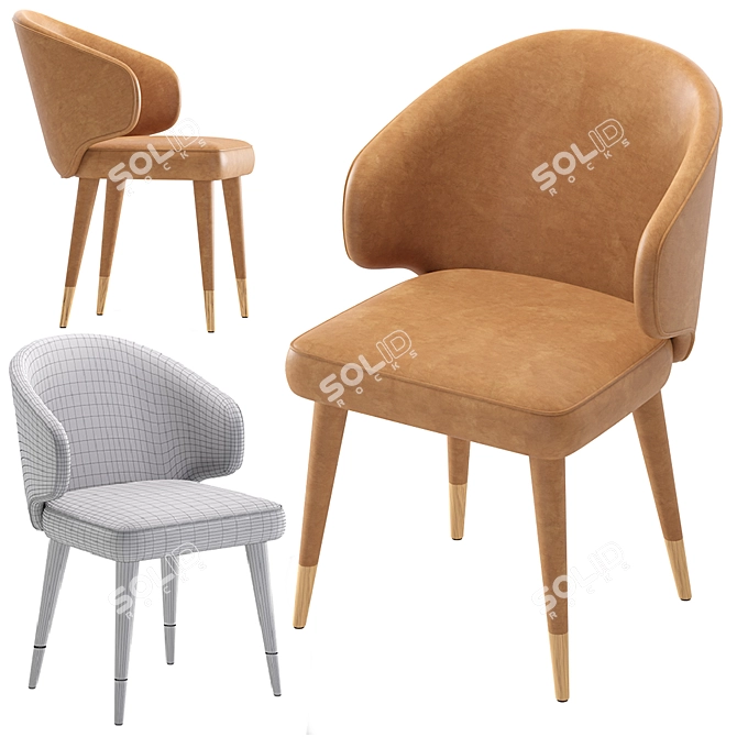 Dutchbone Lunar Leather Chair: Modern Elegance for Your Space 3D model image 5