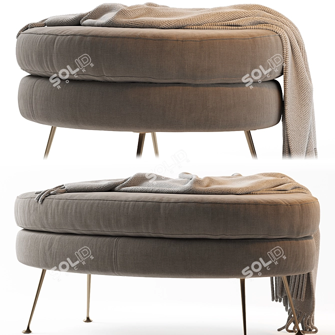 Pietro Oval Ottoman: Mid-Century Elegance 3D model image 7