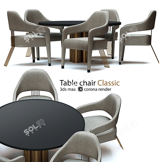 Elegant Designer Table Chair 3D model image 1