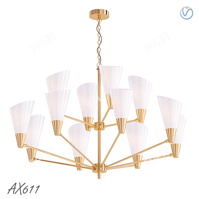 Vintage American Style Ceiling Chandelier 3D model image 1