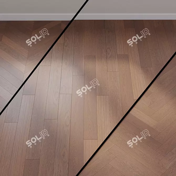 Quick-Step Compact Dark Gray Oak Parquet Board 3D model image 1