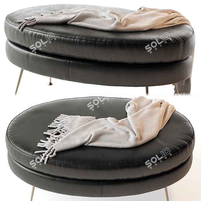 Pietro Mid-Century Oval Ottoman: Sleek and Stylish Seating 3D model image 1