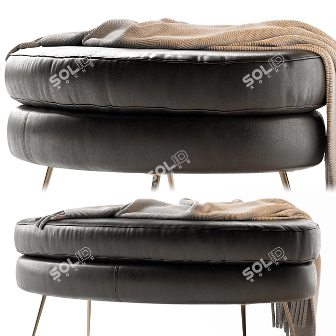 Pietro Mid-Century Oval Ottoman: Sleek and Stylish Seating 3D model image 2