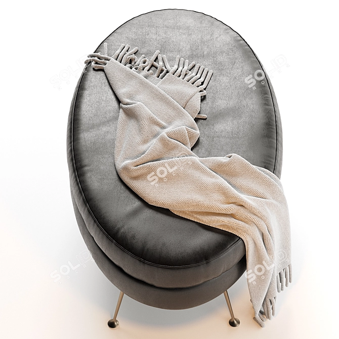 Pietro Mid-Century Oval Ottoman: Sleek and Stylish Seating 3D model image 3