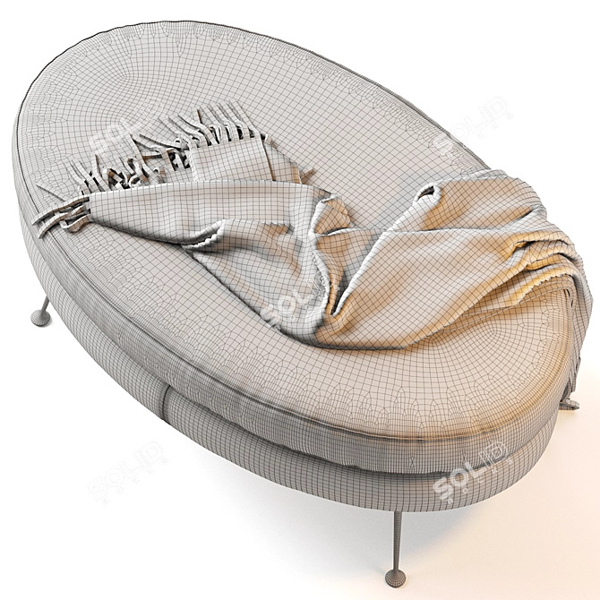 Pietro Mid-Century Oval Ottoman: Sleek and Stylish Seating 3D model image 5