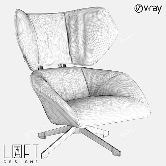LoftDesign Armchair 36552: Stylish Metal and Fabric Seating 3D model image 2