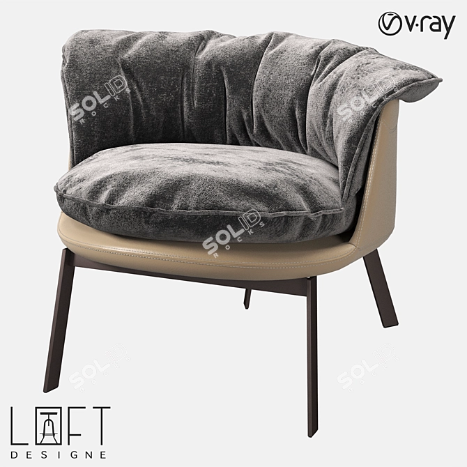 LoftDesign Armchair 36555: Sleek Metal and Fabric Seating 3D model image 1