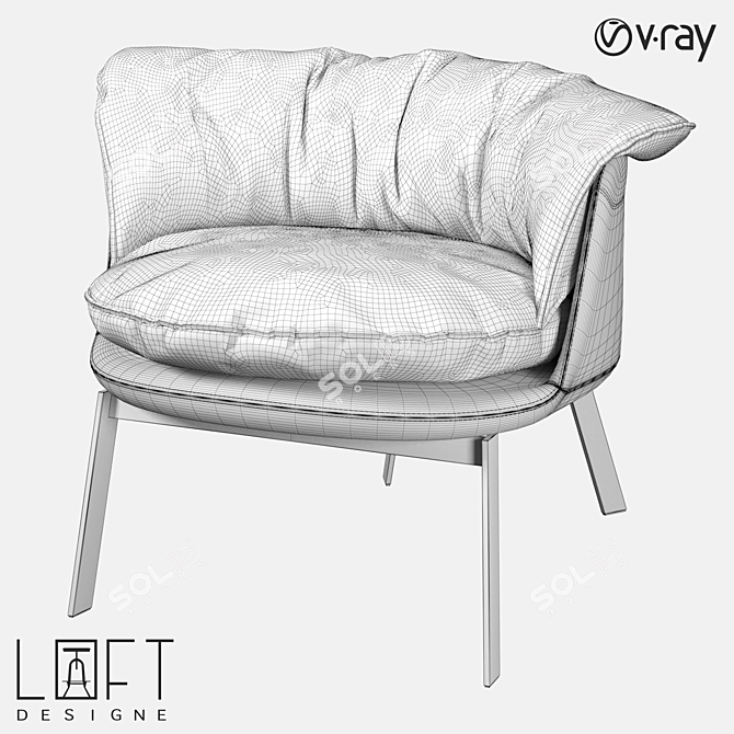 LoftDesign Armchair 36555: Sleek Metal and Fabric Seating 3D model image 2