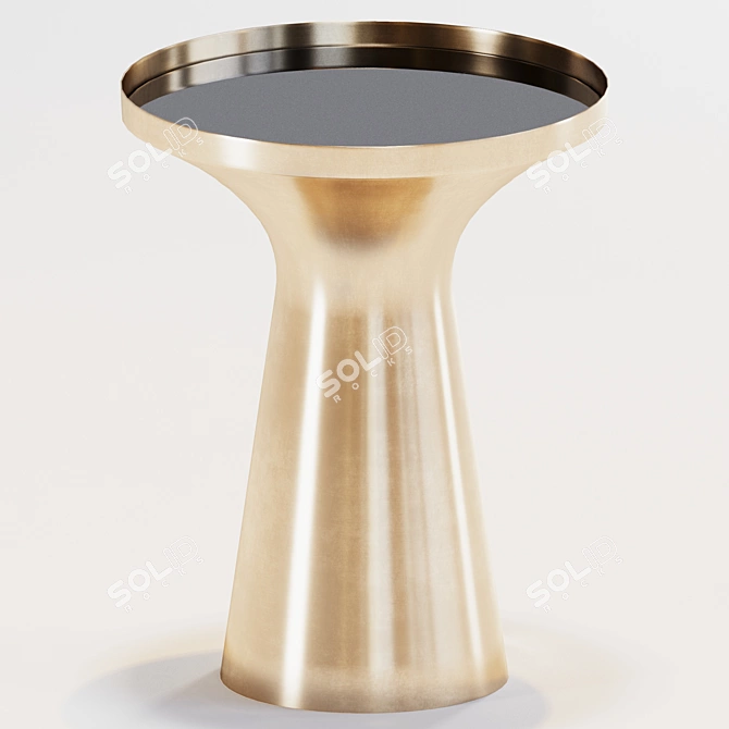 Vintage Brass and Black Glass Coffee Table 3D model image 2