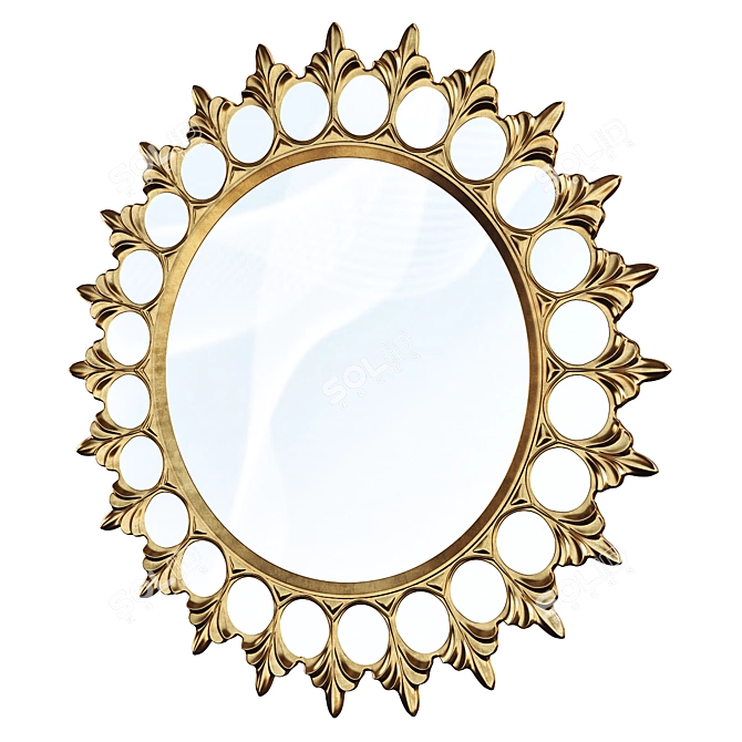 Luxury Gold Round Mirror 3D model image 2