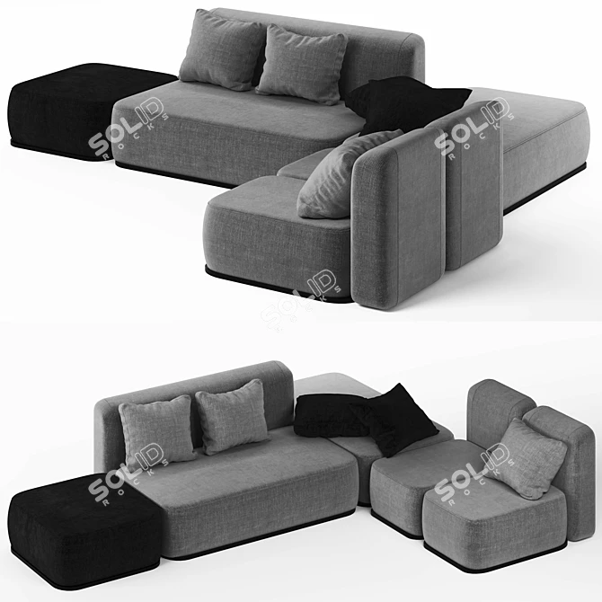 Modern Gray Sofa: Stylish and Comfortable 3D model image 1