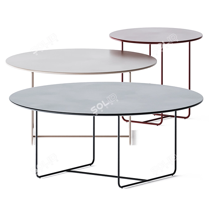 Sleek Metal Round Coffee Table 3D model image 1