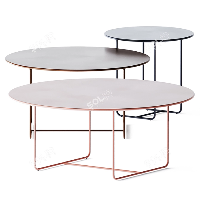 Sleek Metal Round Coffee Table 3D model image 5