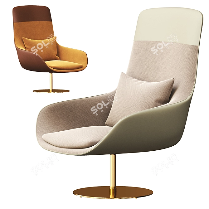 Modern Comfort: ACTIU NOOM Fabric Armchair 3D model image 2