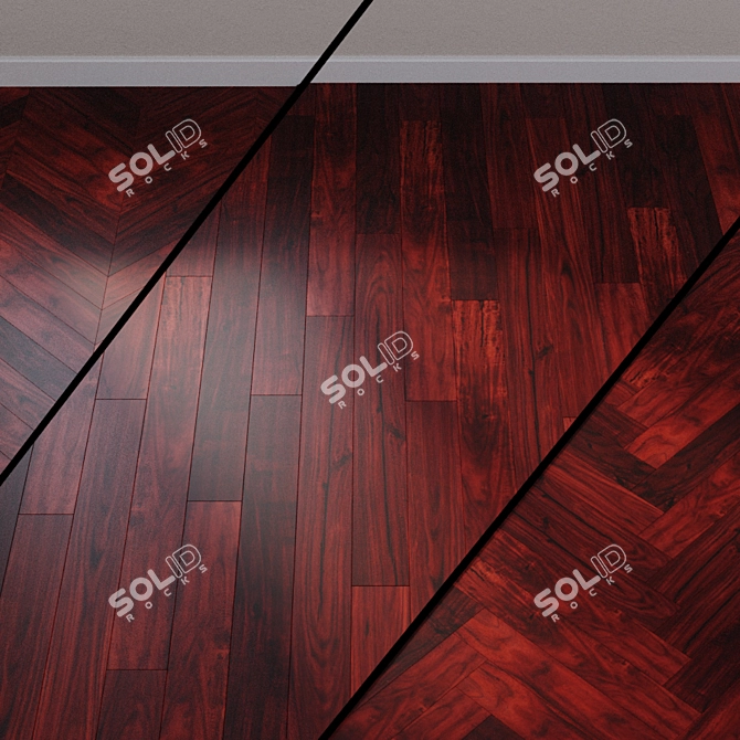 Aged African Acacia Wood Parquet 3D model image 2