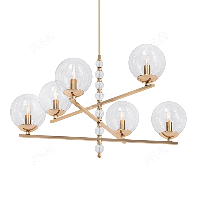 Golden Glass Pendant Chandelier 3D model image 1