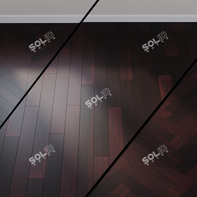 Black Burmese Walnut Parquet-Off: Elegant Solid Wood Flooring 3D model image 1