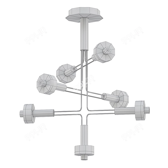 Elegant LED Chandelier with Round Shades 3D model image 2