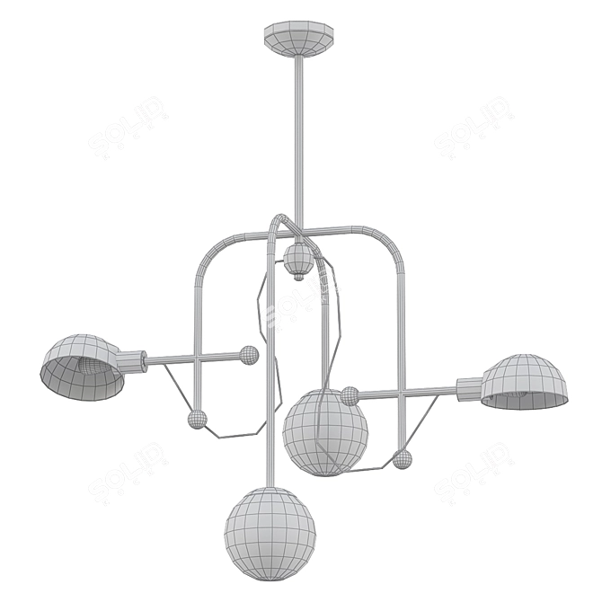 Modern Brass and Black Pendant Light 3D model image 2