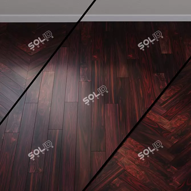 Elegant Rosewood Parquet Flooring 3D model image 1