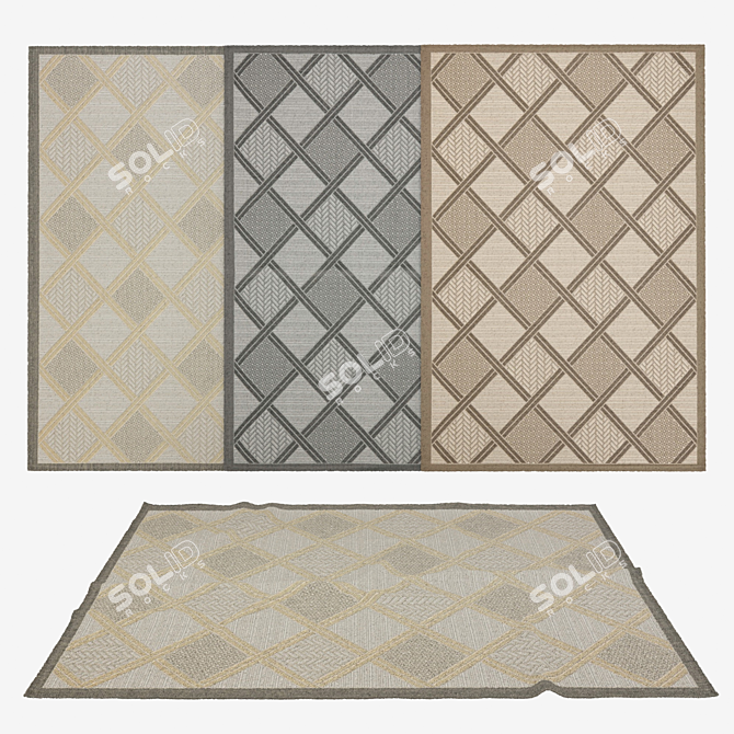 Versatile Rugs Set: 6 Stunning Options 3D model image 1