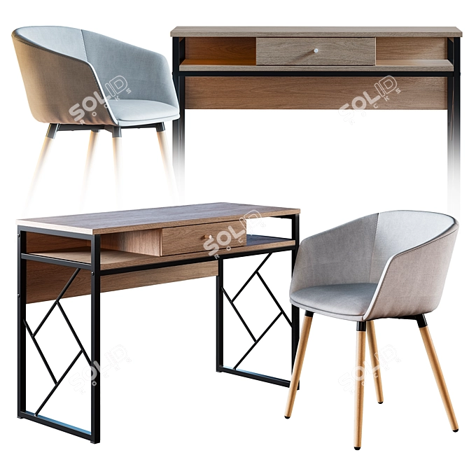 Halmar K266 & Signal Tablo B: Stylish Chair and Computer Desk 3D model image 1