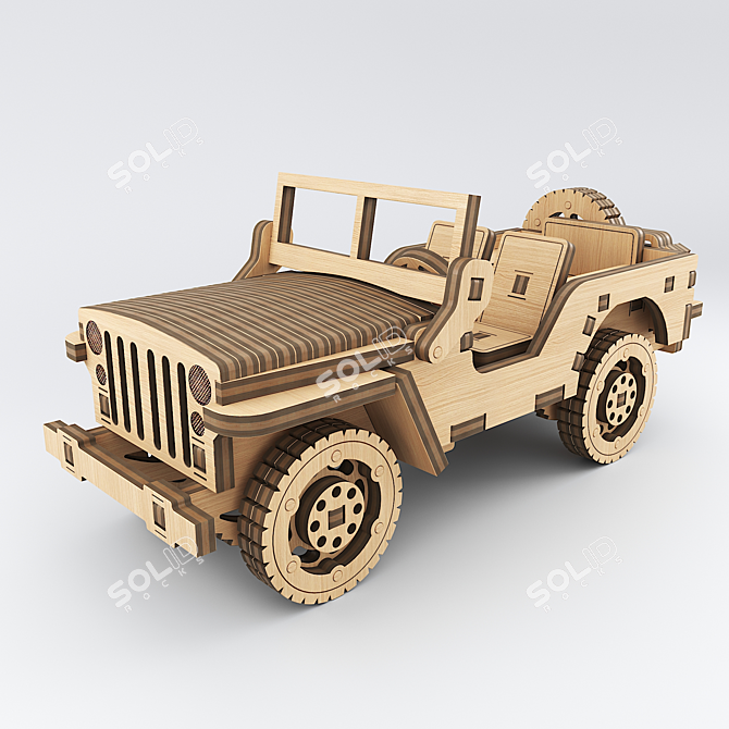 Wooden Car Construction Kit 3D model image 1