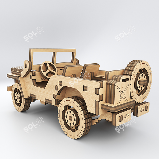 Wooden Car Construction Kit 3D model image 2