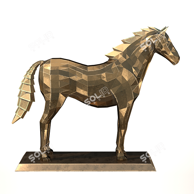 Polygonal Horse Sculpture Set 3D model image 12