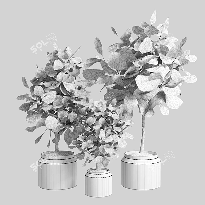 3D Indoor Plant Collection with Marble Vase 3D model image 3