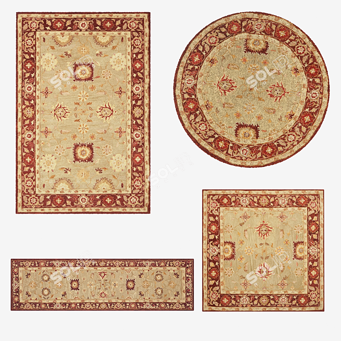 Versatile Set of 8 High-quality Rugs 3D model image 1