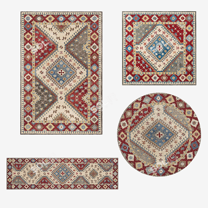 Versatile Rug Set: V-Ray & Corona Compatible [8pcs] 3D model image 1