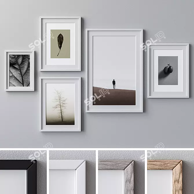 Versatile Photo Frames Set - 4 Colors & Multiple Sizes 3D model image 1