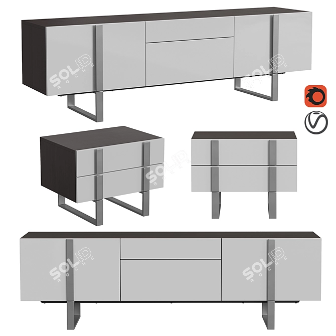 CP1706-H-GRIS Bedside Table by Angel Cerda 3D model image 1