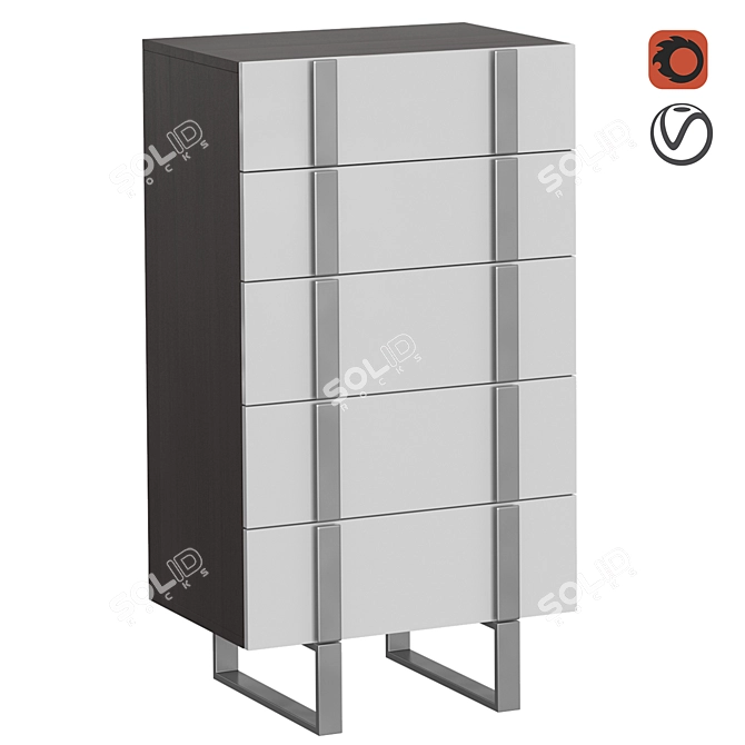 Title: Modern Grey Steel Chest of Drawers 3D model image 1
