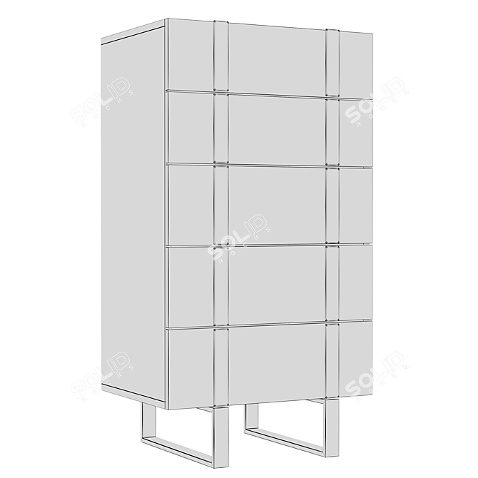 Title: Modern Grey Steel Chest of Drawers 3D model image 3