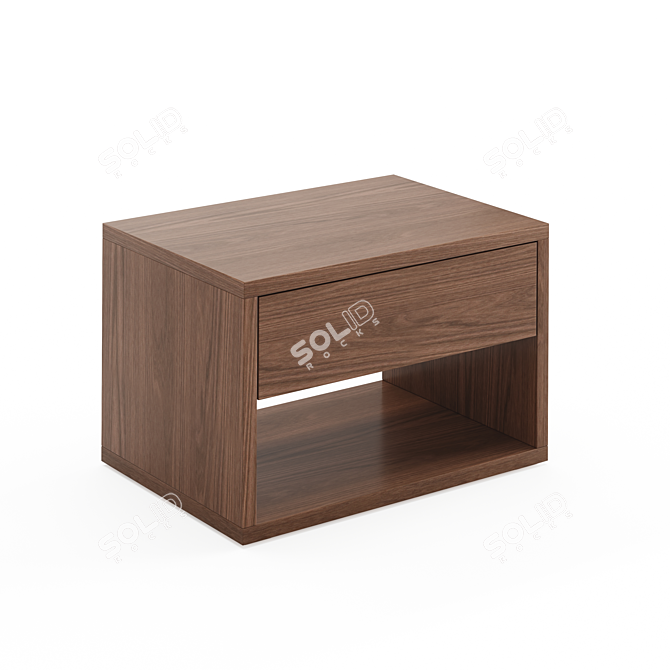 Cube Wooden Low Bedside Drawer Table 3D model image 3