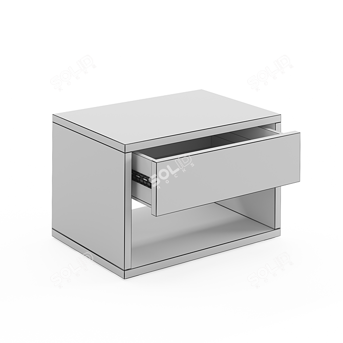 Cube Wooden Low Bedside Drawer Table 3D model image 5