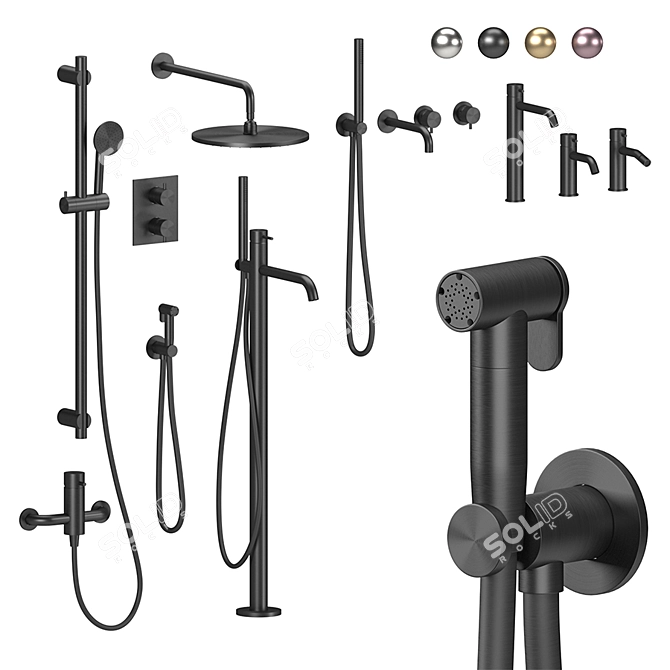Quadro Source Collection: Smooth Chrome Sanitary Set 3D model image 1