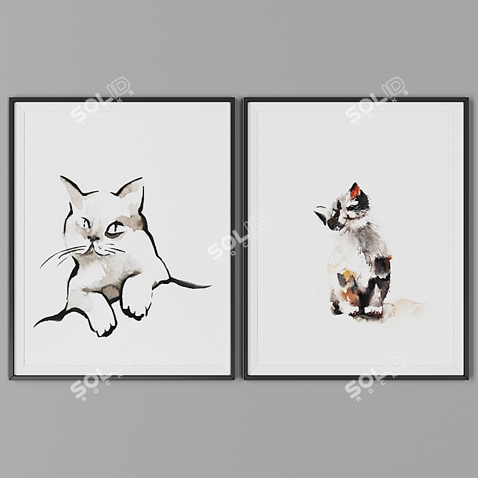 Black Frame Picture Duo Set 3D model image 1