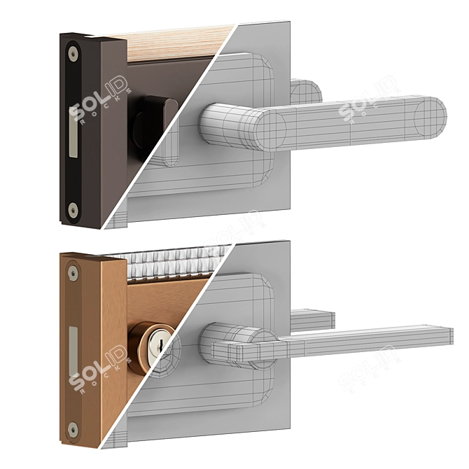 Modern Glass Italia Door Handles 3D model image 2