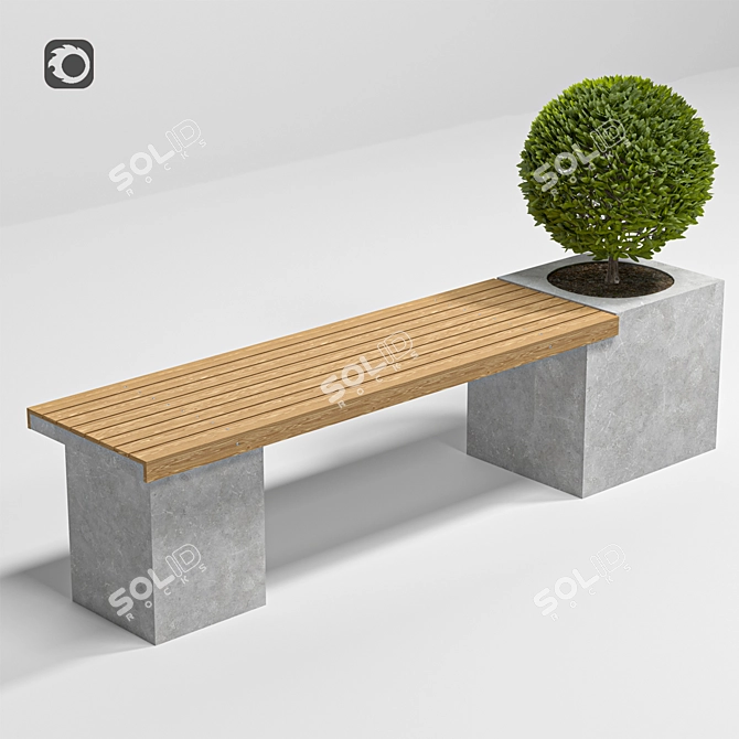 Modern Minimal Bench Plant 3D model image 1