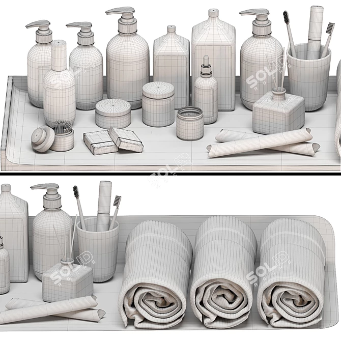 Stylish Bathroom Set with Accessories 3D model image 2
