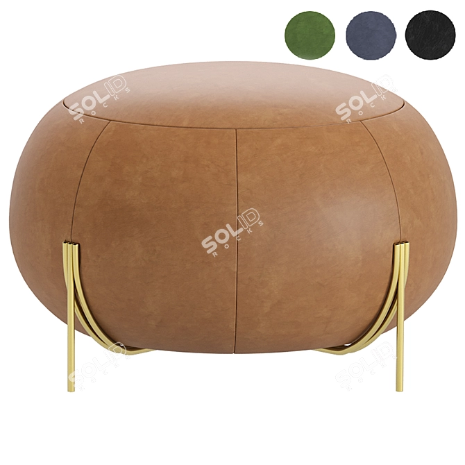 Saba GEO Leather Pouf: Stylish and Versatile 3D model image 1