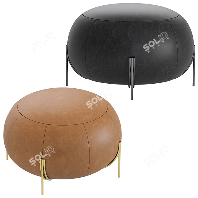 Saba GEO Leather Pouf: Stylish and Versatile 3D model image 3